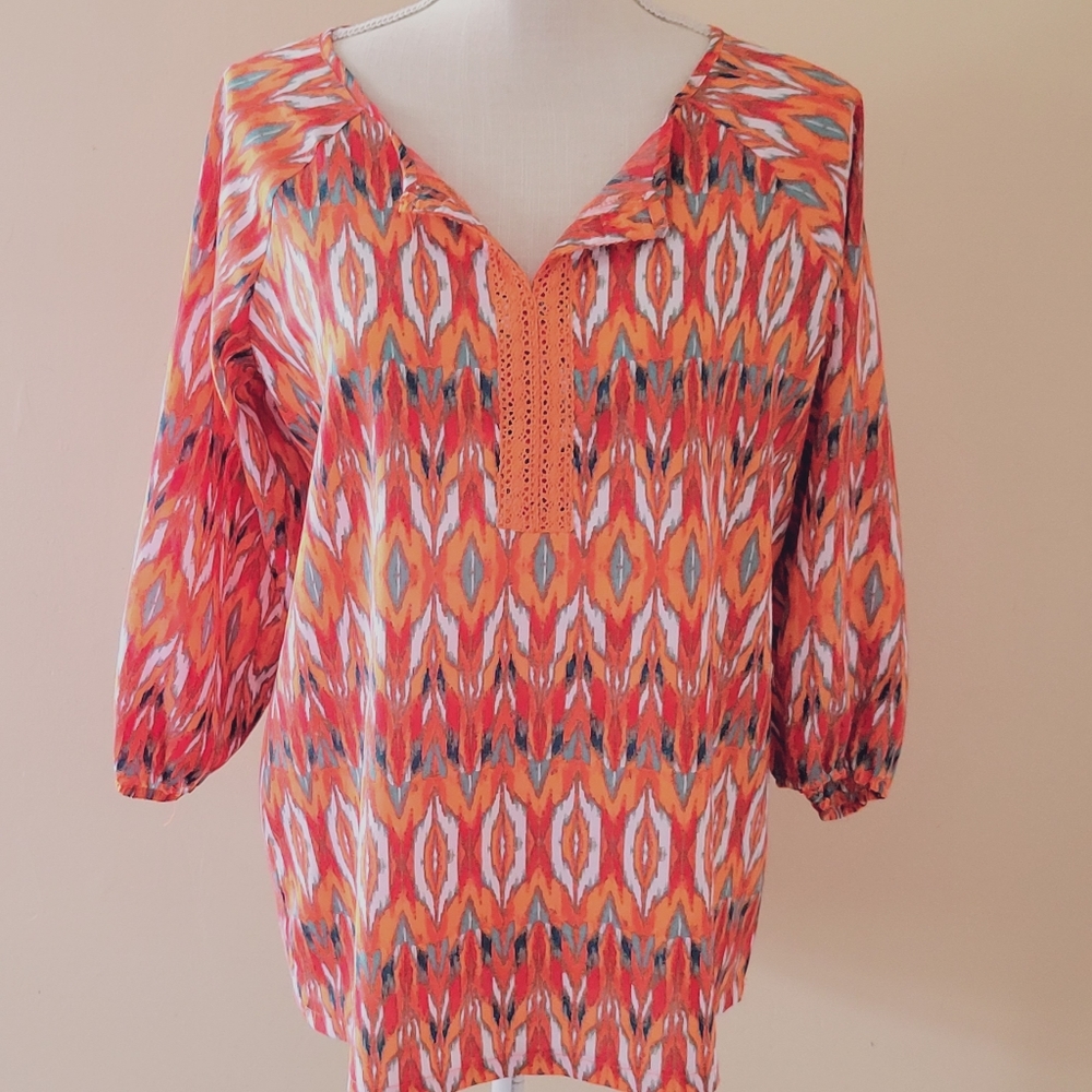 Fashion Avenue ikat blouse size small